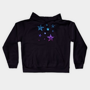 Teal Purple Ombre Faux Glitter Stars Kids Hoodie